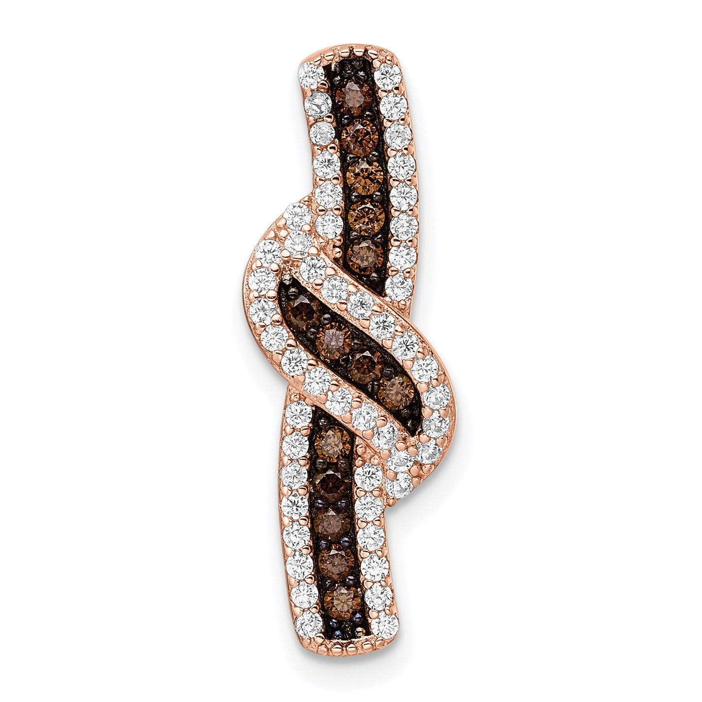 Sterling Silver Rose-tone Black Rhodium-plated CZ Fancy Chain Slide