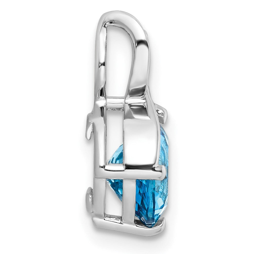Sterling Silver Rhodium-plated Circle Swiss Blue Topaz/White Topaz Pendant