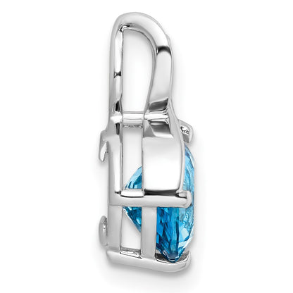 Sterling Silver Rhodium-plated Circle Swiss Blue Topaz/White Topaz Pendant