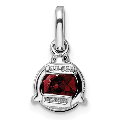 Sterling Silver RH-plated Circle 2.6t.w. Garnet/White Topaz Pendant