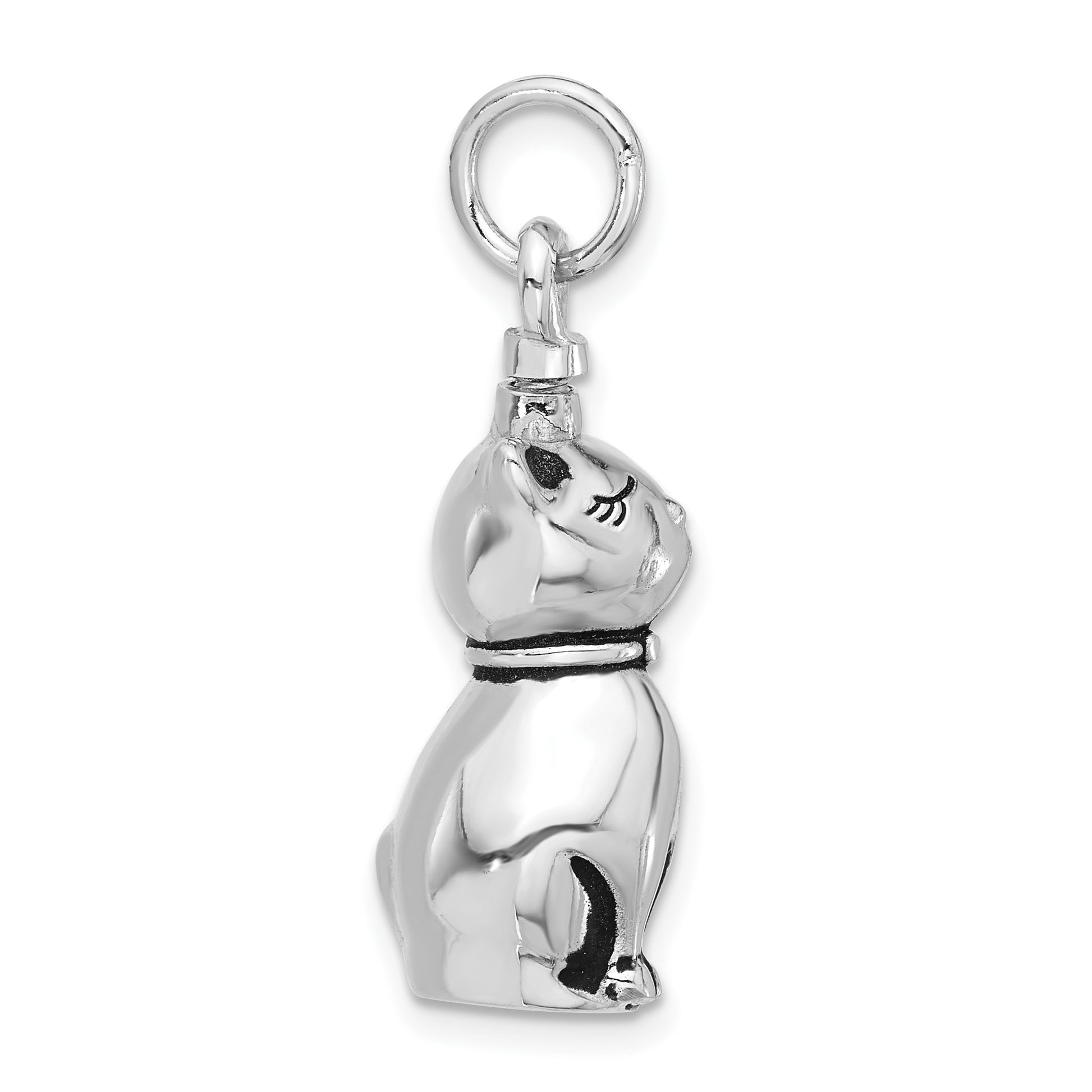 Sterling Silver Rhodium-plated Enamel Cat Ash Holder Pendant