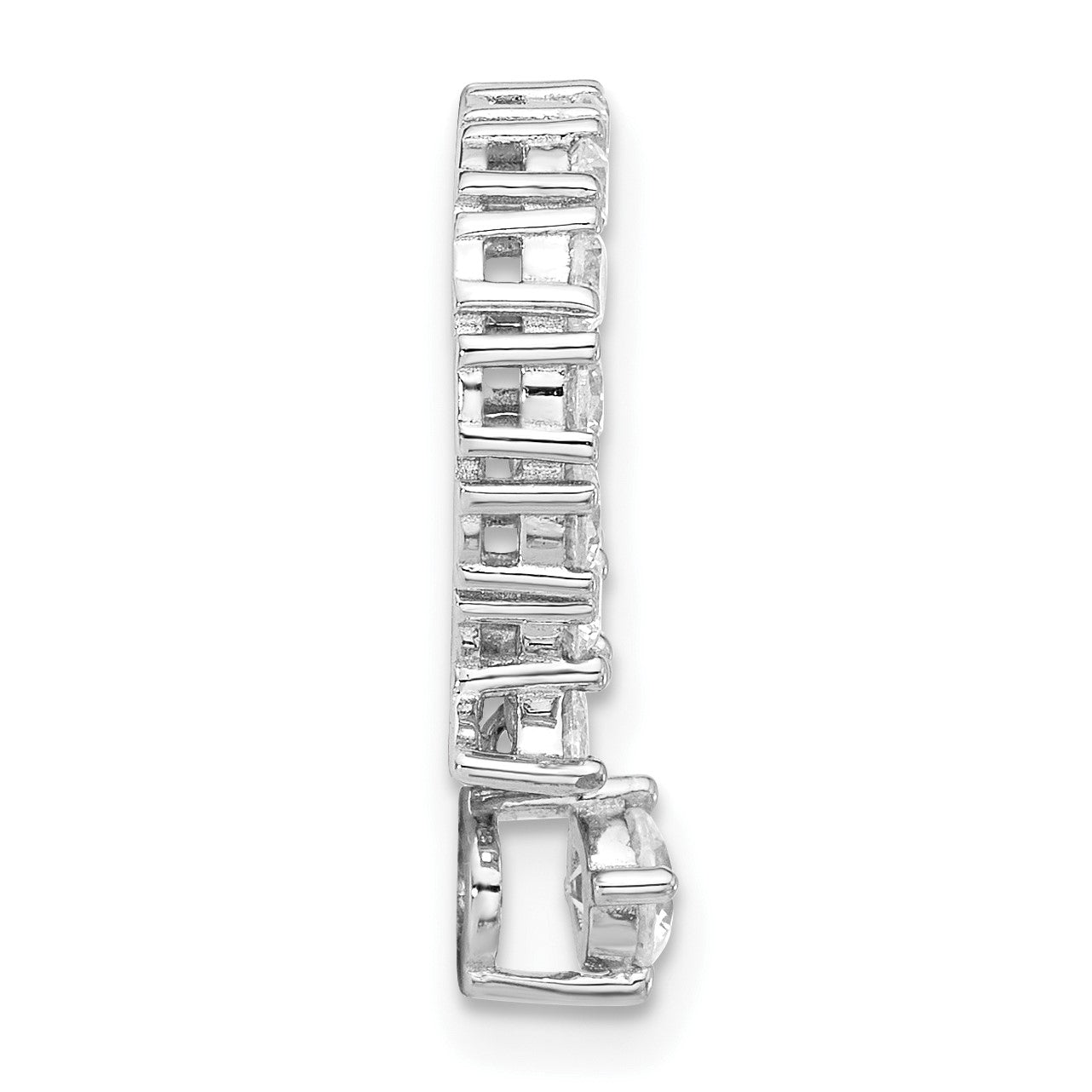 Sterling Silver Rhod-plated CZ Circle Chain Slide Pendant