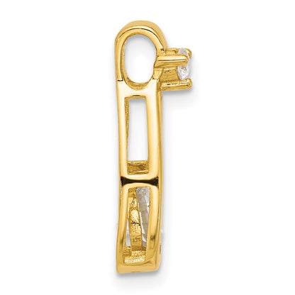Sterling Silver Gold-tone with CZ Teardrop Shape Chain Slide