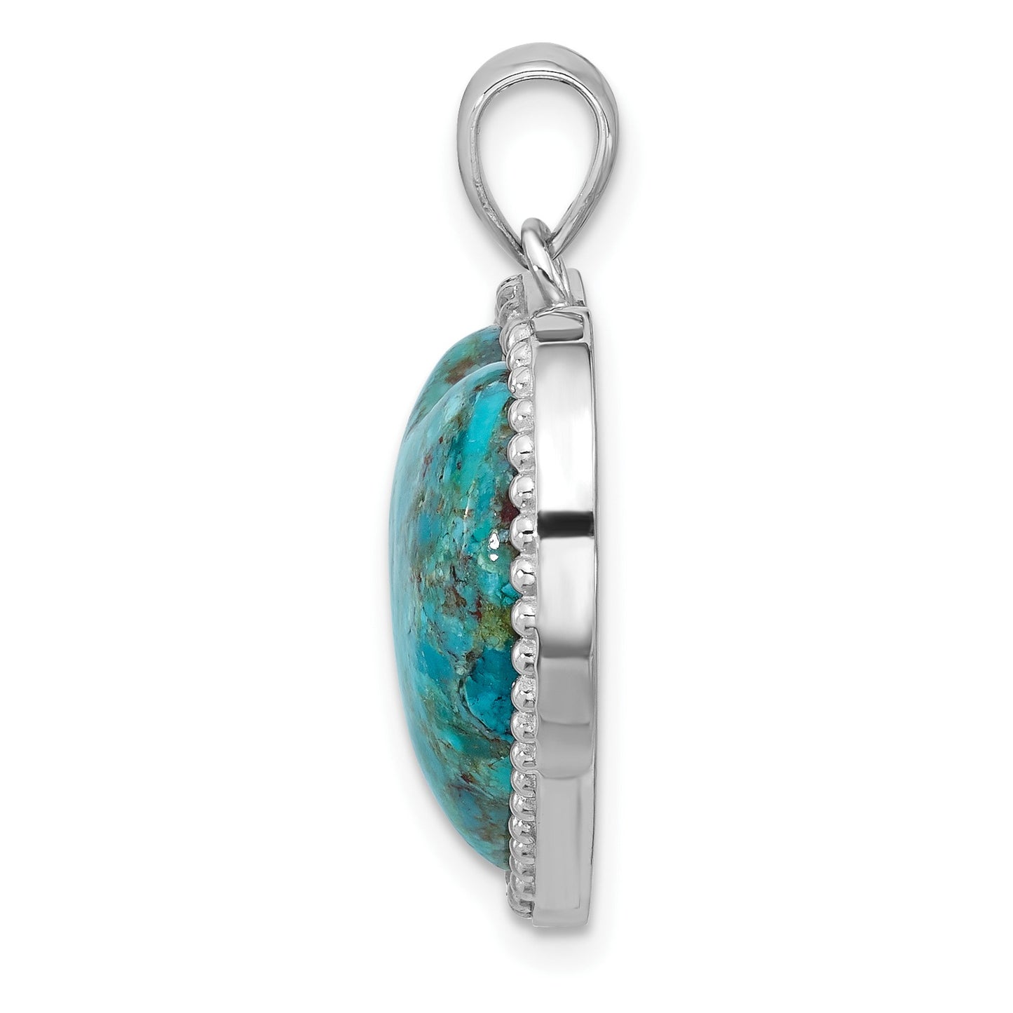 Sterling Silver Rhodium-plated Reconstituted Turquoise Heart Pendant