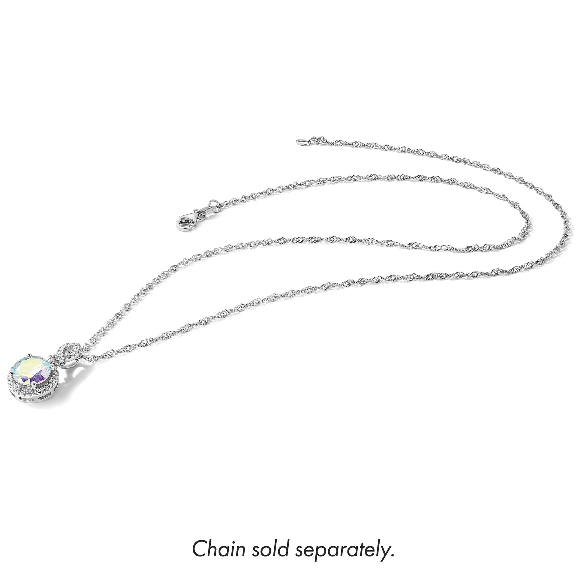 Sterling Silver Rhodium-plated Iridescent CZ Pendant
