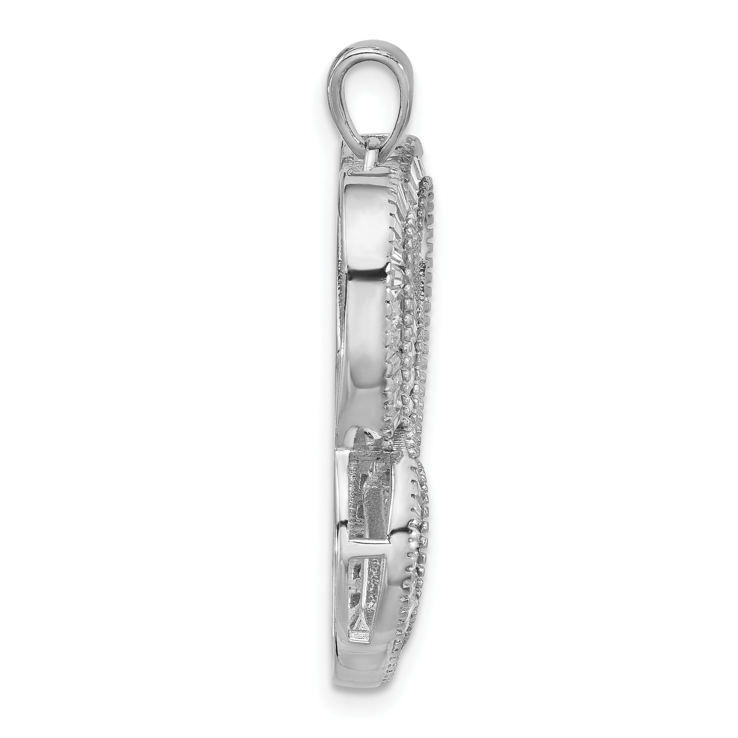 Sterling Silver Rhodium-plated Intertwined CZ Hearts Pendant