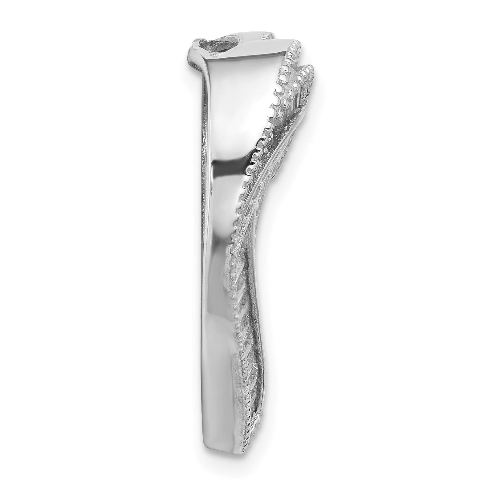 Sterling Silver Rhodium-plated CZ Heart Chain Slide Pendant