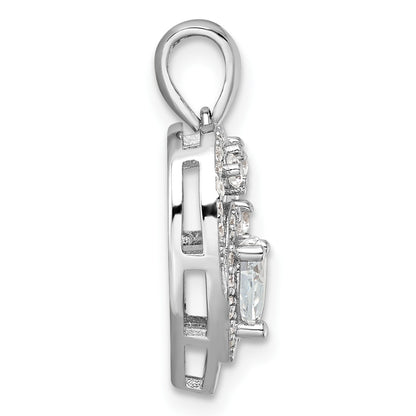 Sterling Silver Rhodium-plated CZ Heart Pendant