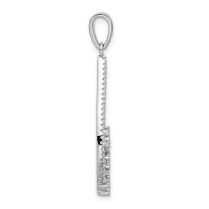 Pure Fire Sterling Silver Rhodium-plated Fancy CZ Drop Pendant