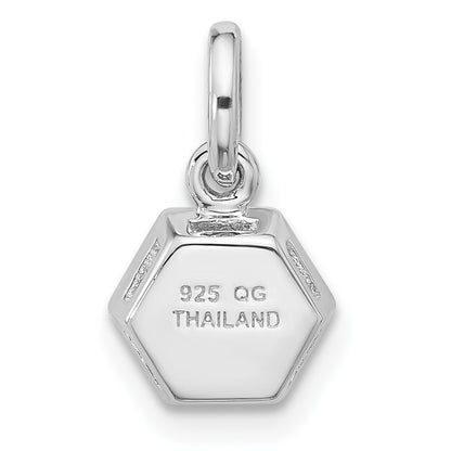 Sterling Silver Rh-plated Polished Solitaire Sky Blue Topaz Charm Pendant