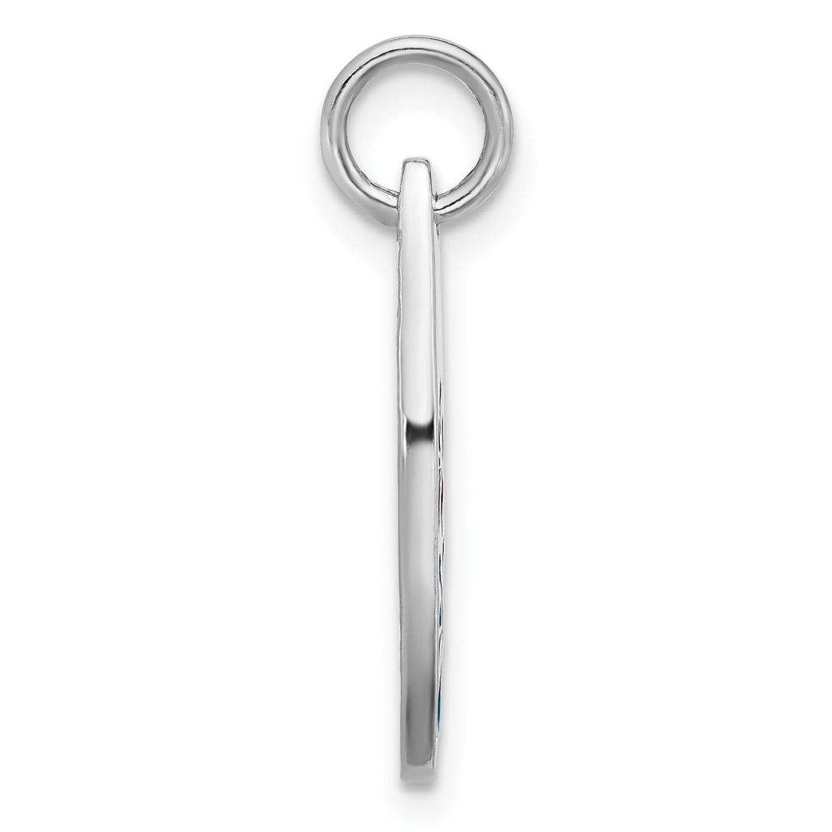 Sterling Silver Rhodium-plated Polished Enamel Flower Surfboard Pendant