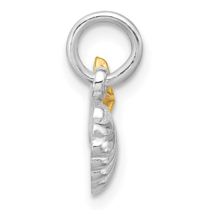Sterling Silver Rhodium-plated Gold-tone Polished Starfish & Shell Pendant