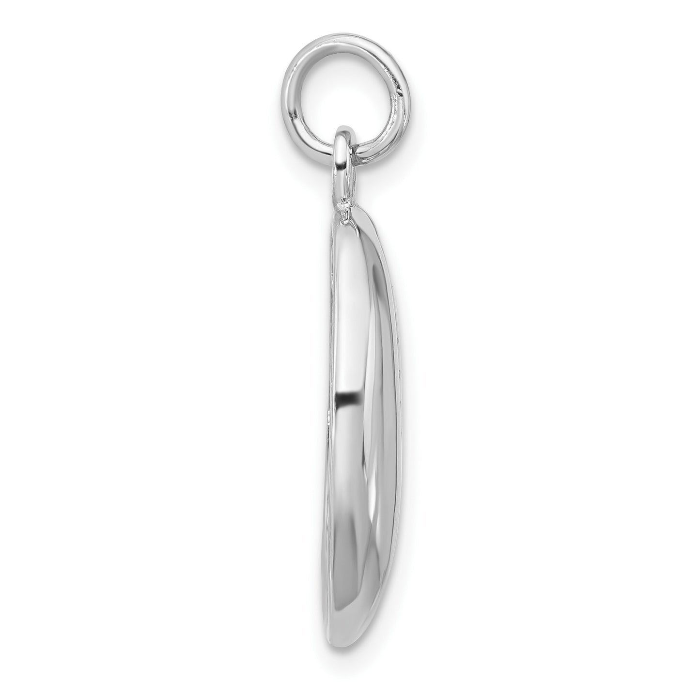 Sterling Silver Rhodium-plated Polished Cowrie Shell Pendant