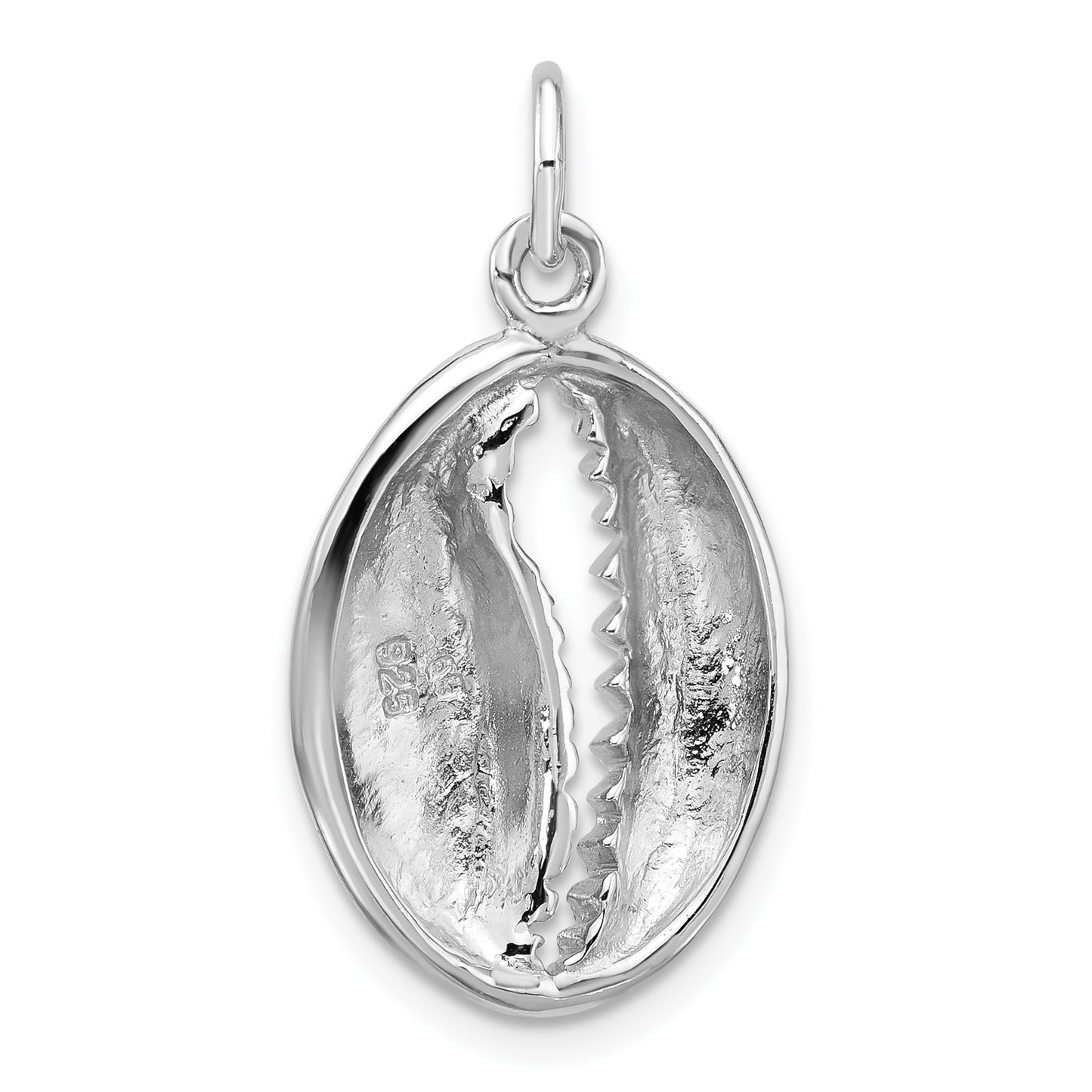 Sterling Silver Rhodium-plated Polished Cowrie Shell Pendant