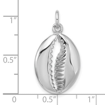 Sterling Silver Rhodium-plated Polished Cowrie Shell Pendant