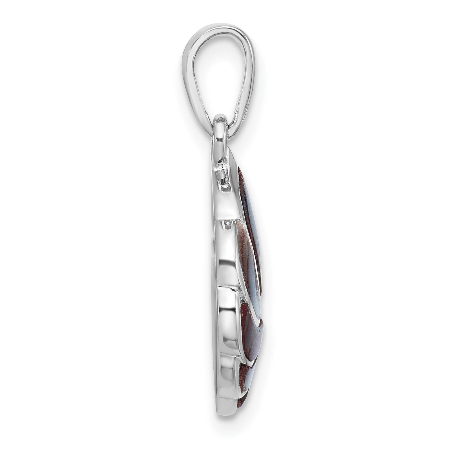 Sterling Silver Rhodium-plated Polished Abalone Swirl Shell Pendant