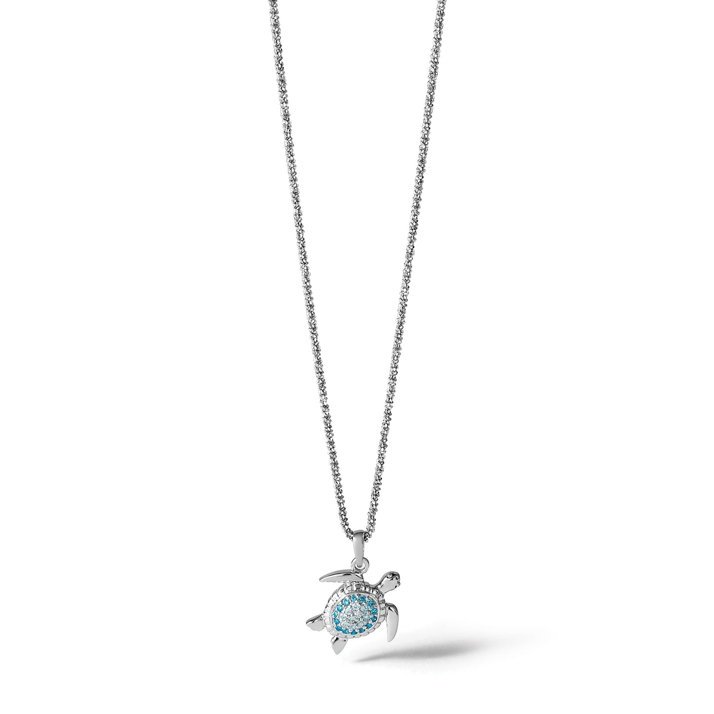 Sterling Silver Rhodium-plated Polished CZ Turtle Pendant