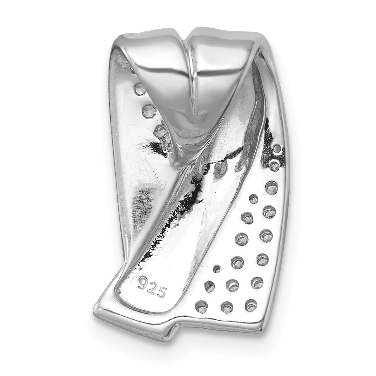 Sterling Silver Rhodium-plated Polished Fancy CZ Chain Slide Pendant