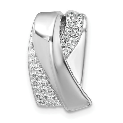 Sterling Silver Rhodium-plated Polished Fancy CZ Chain Slide Pendant