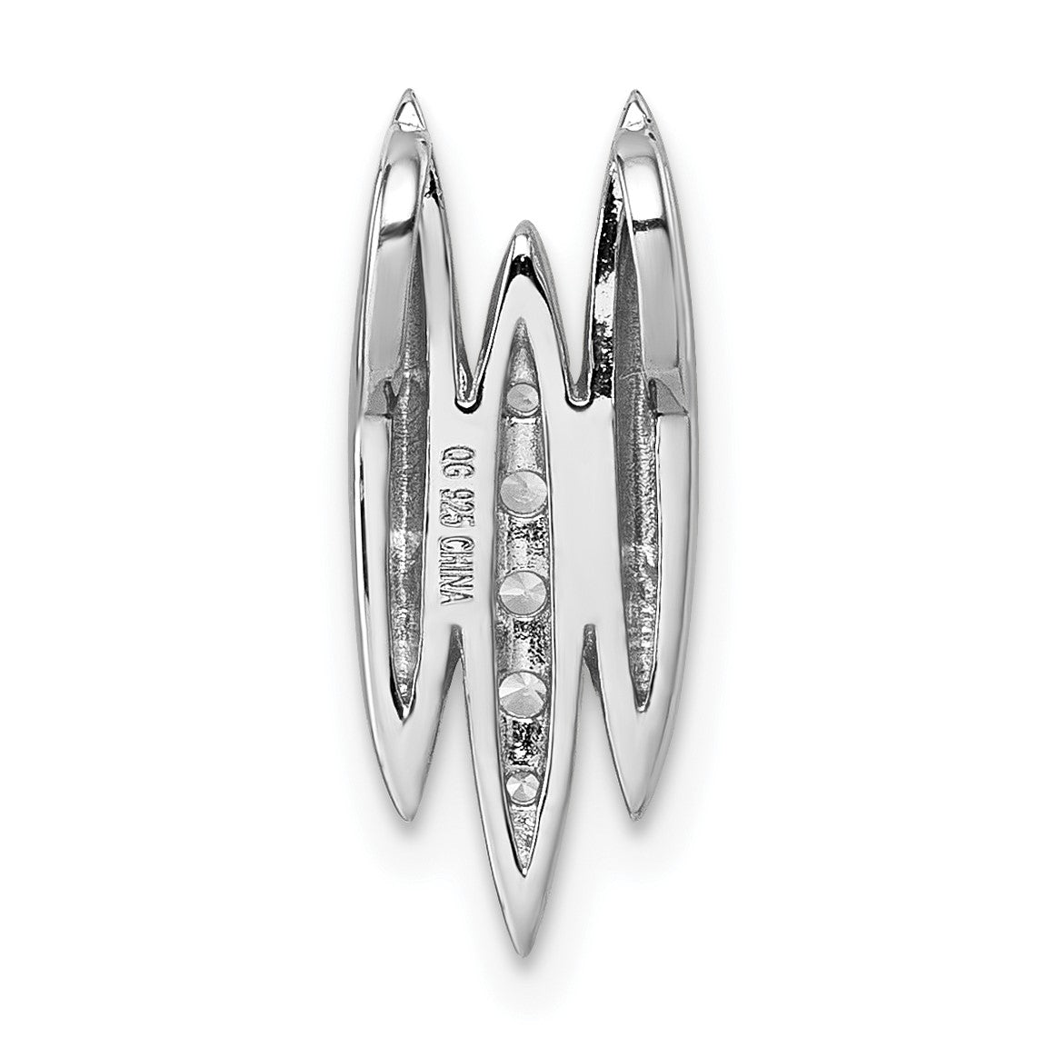 Sterling Silver Rhodium-plated CZ Chain Slide Pendant