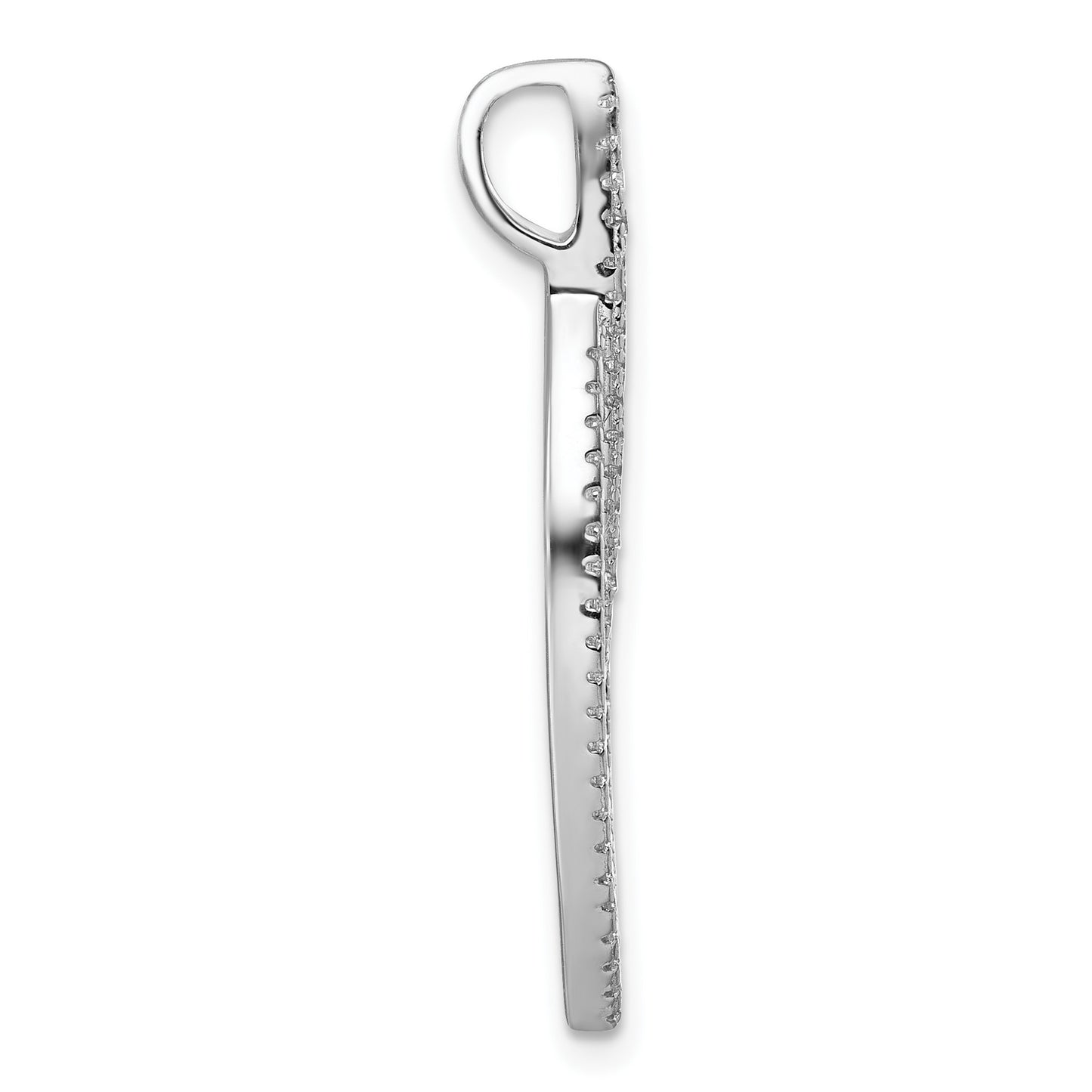 Sterling Silver Rhodium-plated CZ Oval Drop Pendant