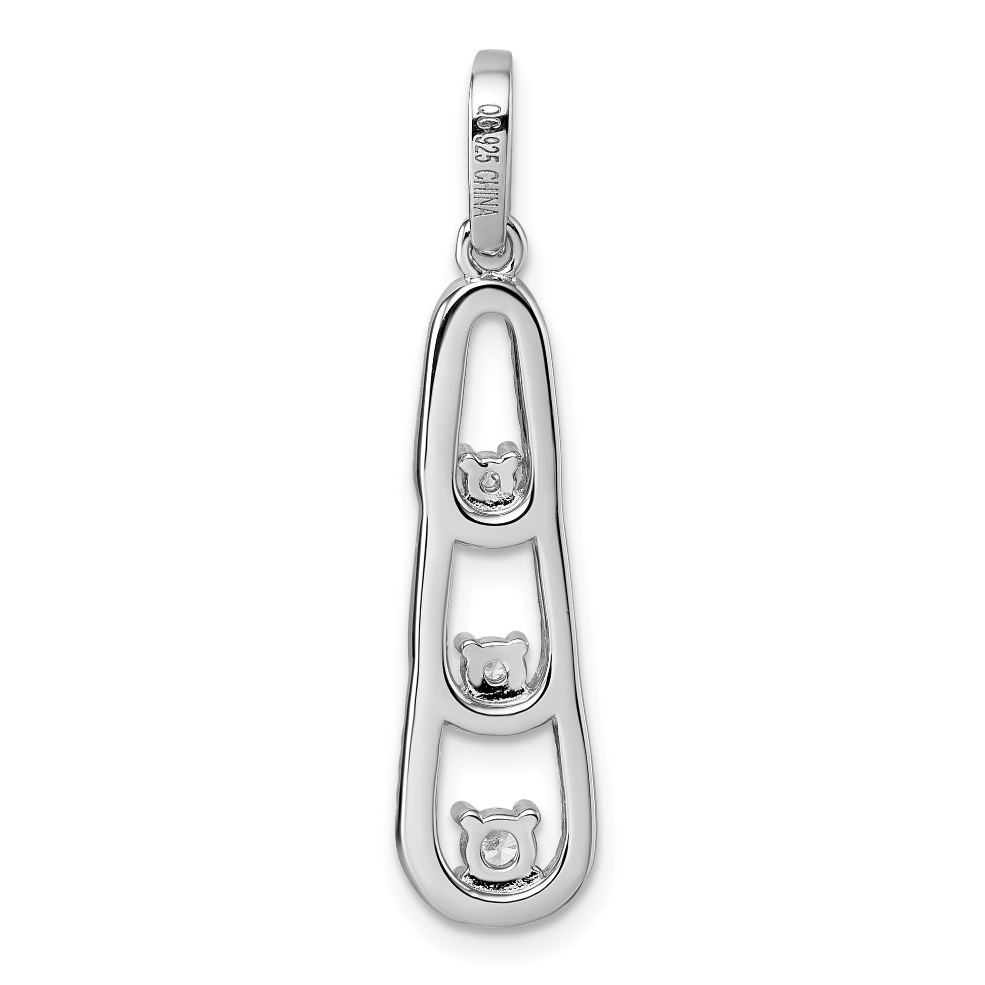 Sterling Silver Rhodium-plated 3-Stone CZ Dangle Pendant