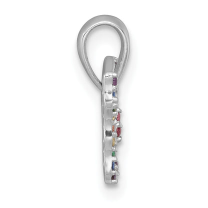 Sterling Silver Rhodium-plated Polished Rainbow Nano Crystals Butterfly Childrens Pendant
