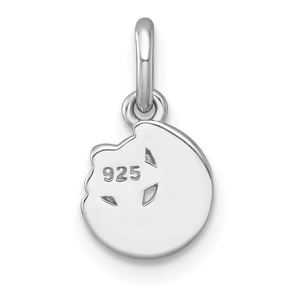 Sterling Silver Rhodium-plated Polished Pink and Yellow Enamel Moon and Star Childrens Pendant
