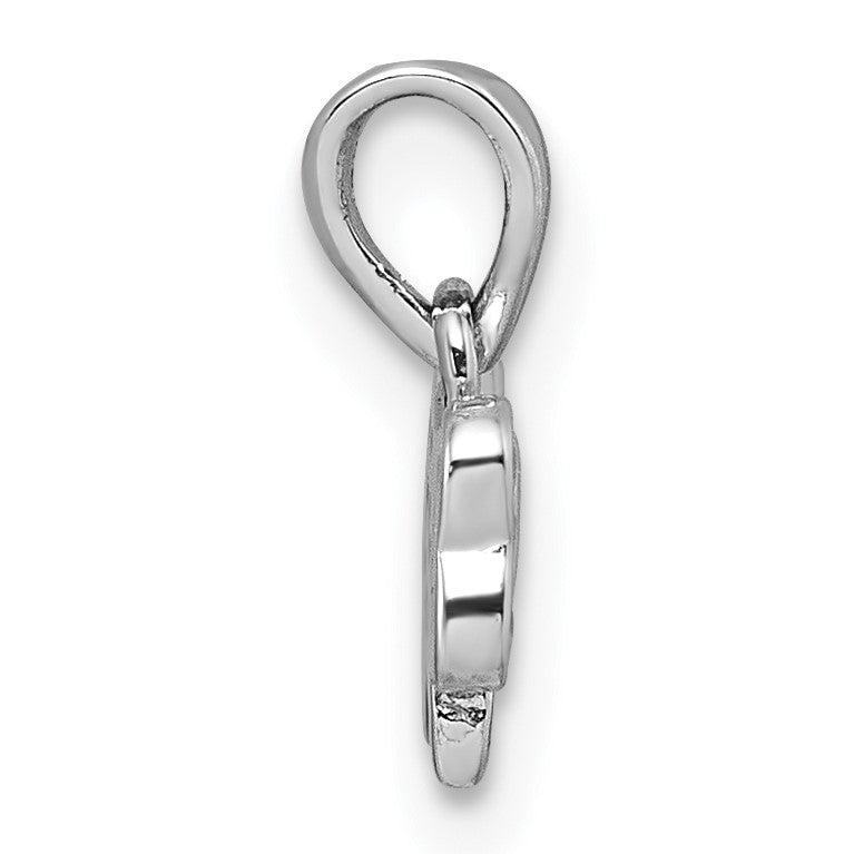 Sterling Silver Rhodium-plated Children's Pink CZ with Pink and White Enamel Bow Pendant