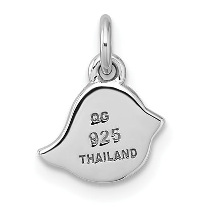 Sterling Silver Rhodium-plated Brushed Little Bird Pendant