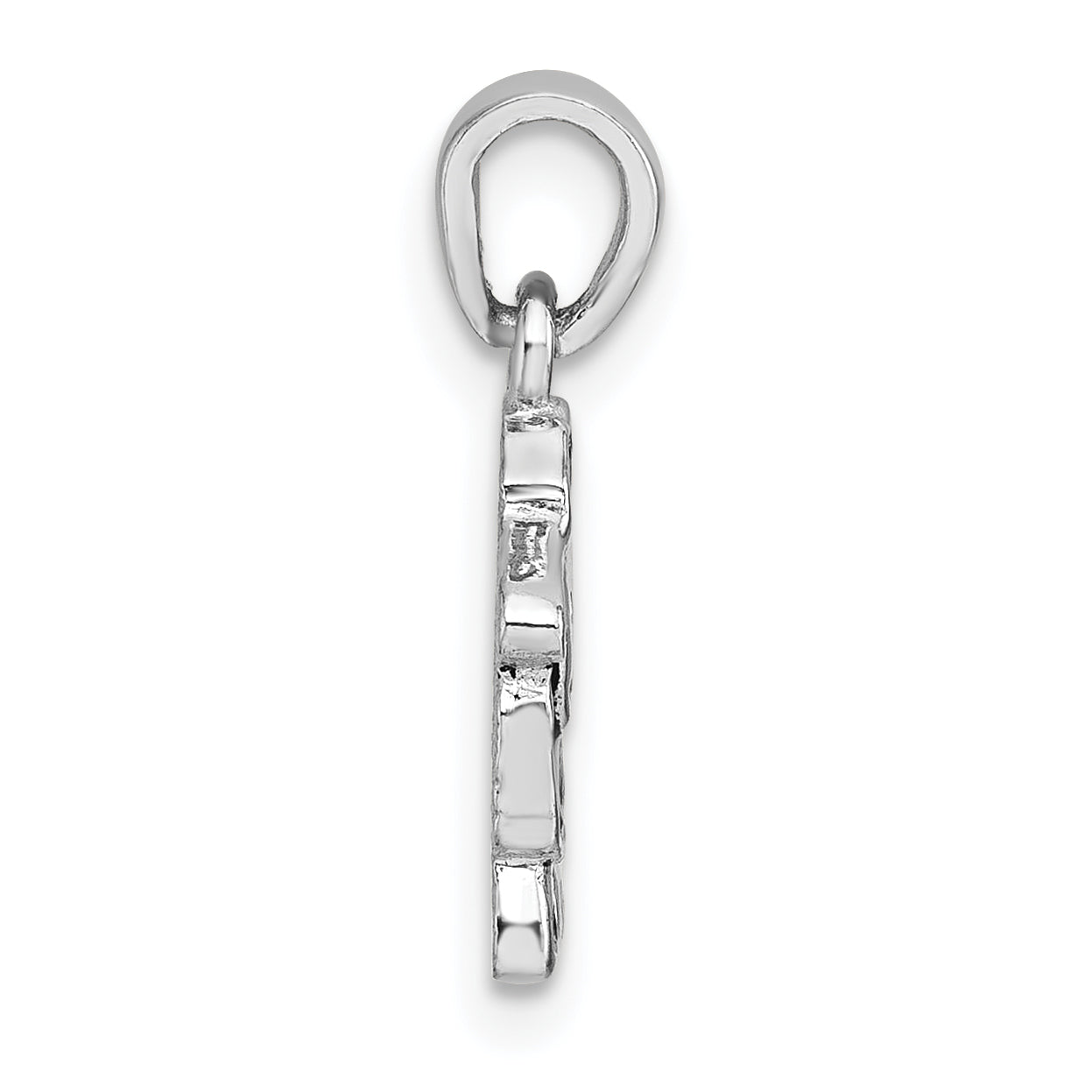 Sterling Silver Rhodium-plated Polished with Black Enamel Sheep Charm Pendant