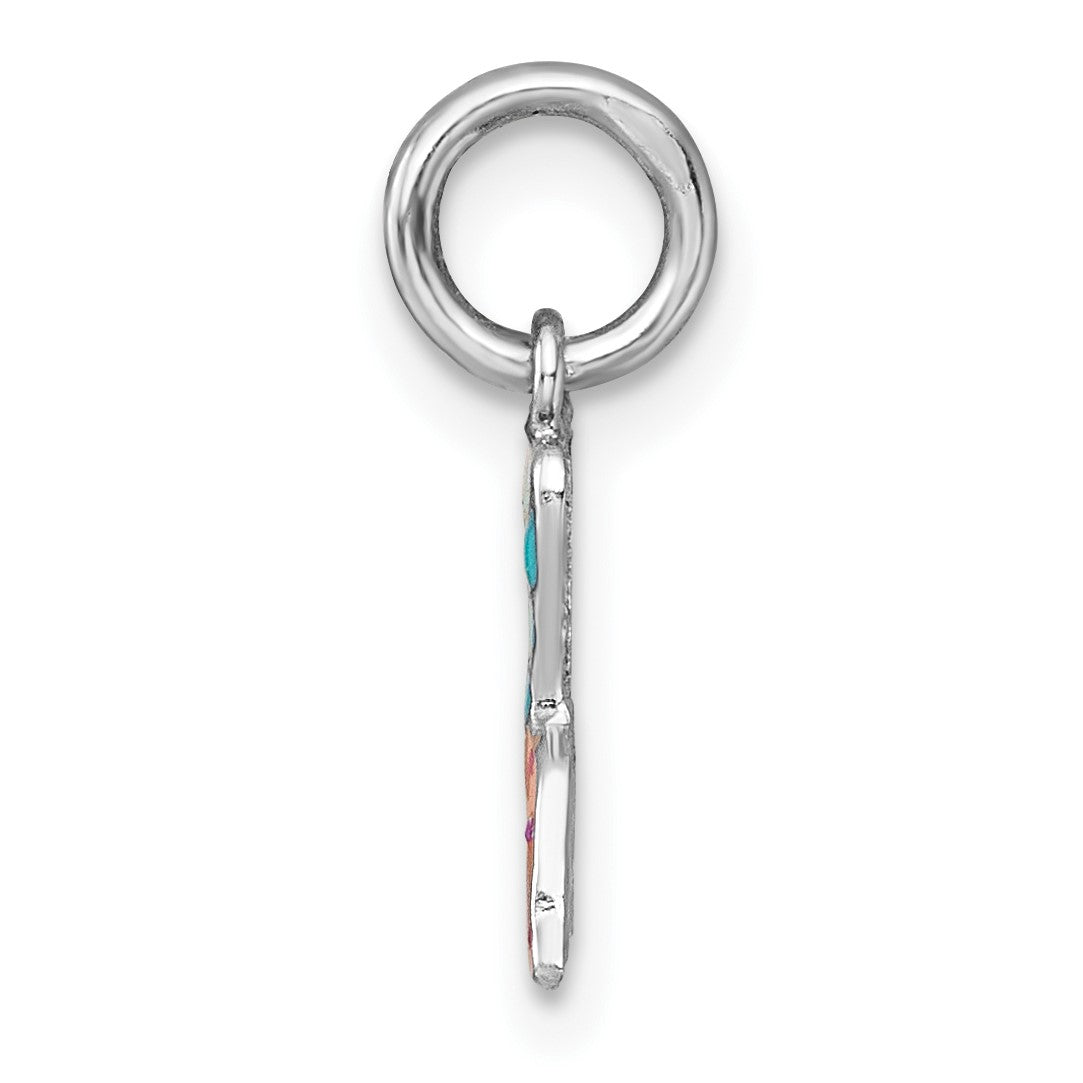 Sterling Silver Madi K Rhodium-plated Enameled Mermaid Tail Childrens Pendant