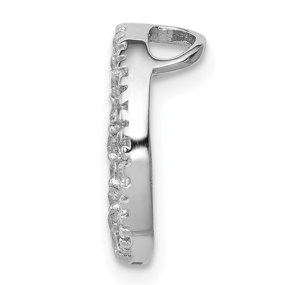 Sterling Silver Rhodium-plated CZ Round Pendant
