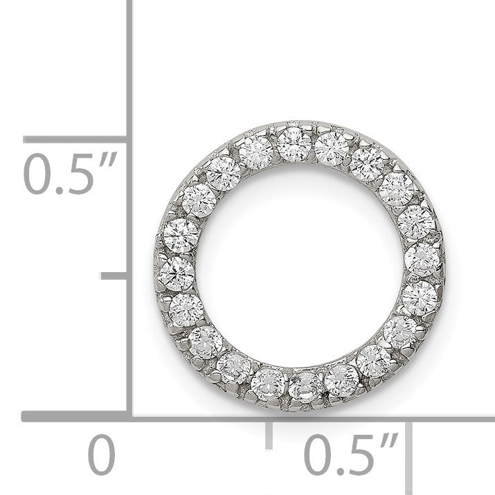Sterling Silver Rhodium-plated CZ Round Pendant