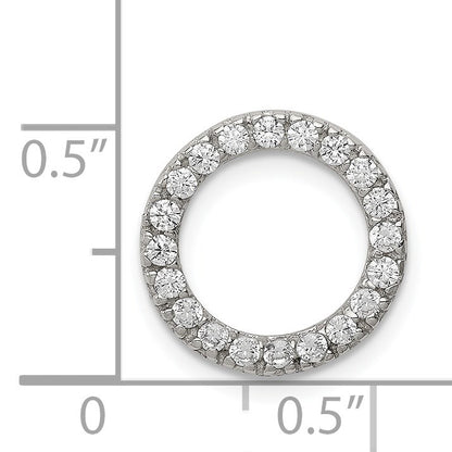 Sterling Silver Rhodium-plated CZ Round Pendant