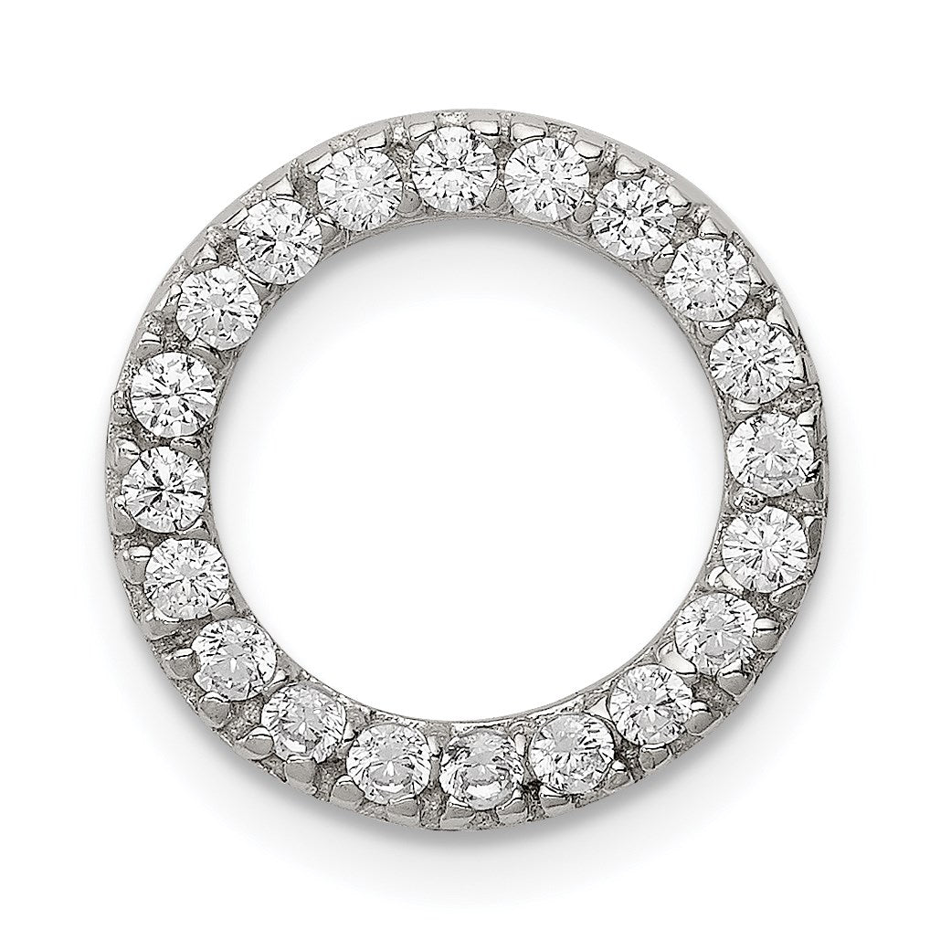 Sterling Silver Rhodium-plated CZ Round Pendant