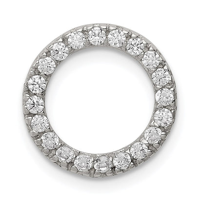 Sterling Silver Rhodium-plated CZ Round Pendant