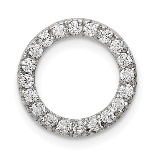 Sterling Silver Rhodium-plated CZ Round Pendant
