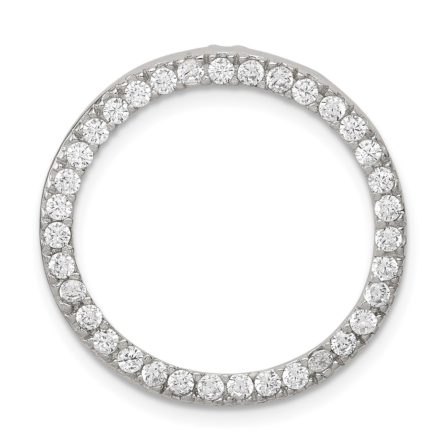 Sterling Silver Rhodium-plated CZ Round Pendant