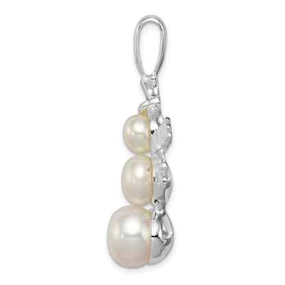 Sterling Silver Rhodium-plated FWC Pearls Snowman Pendant