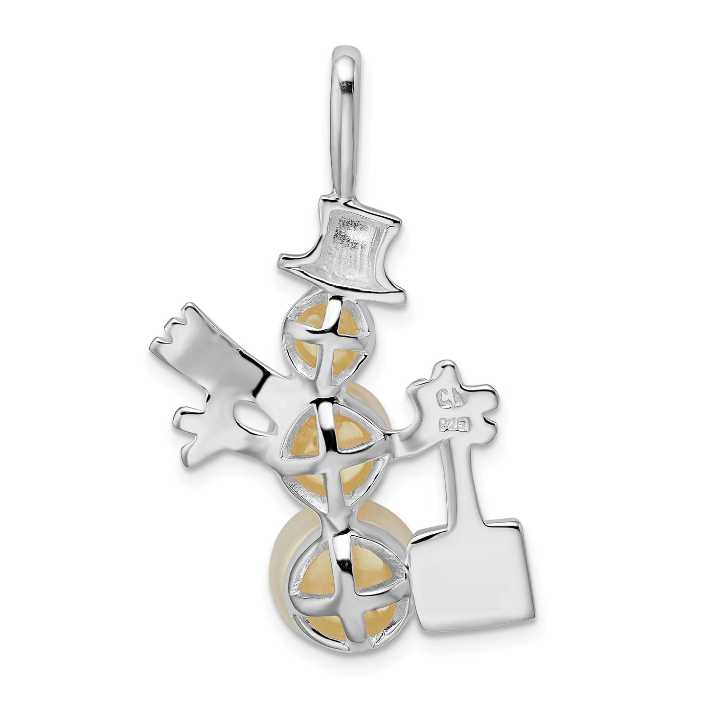 Sterling Silver Rhodium-plated FWC Pearls Snowman Pendant