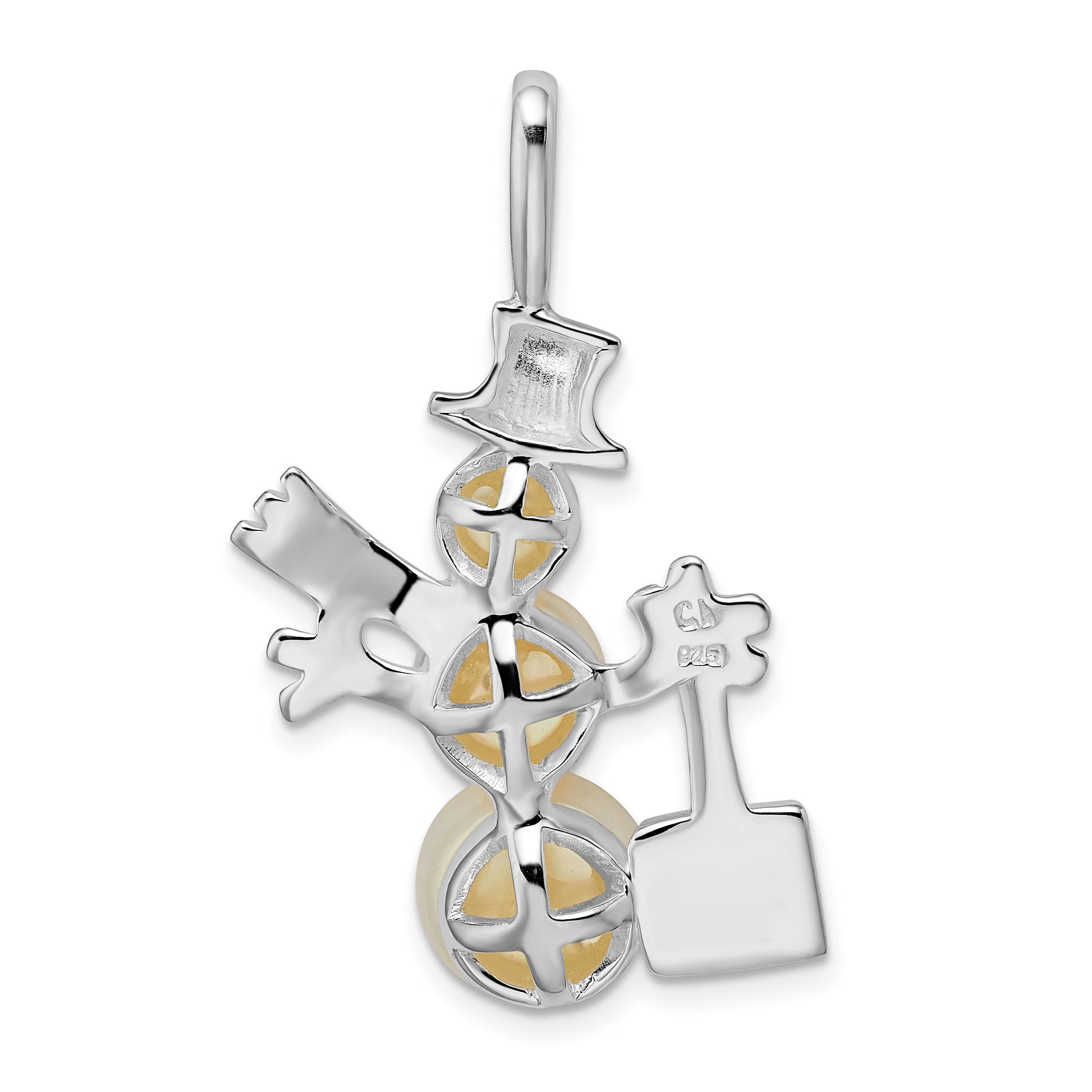 Sterling Silver Rhodium-plated FWC Pearls Snowman Pendant