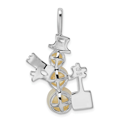 Sterling Silver Rhodium-plated FWC Pearls Snowman Pendant