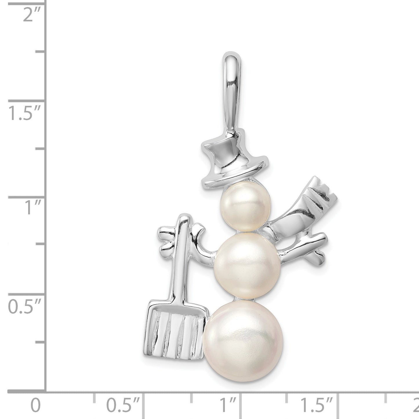 Sterling Silver Rhodium-plated FWC Pearls Snowman Pendant