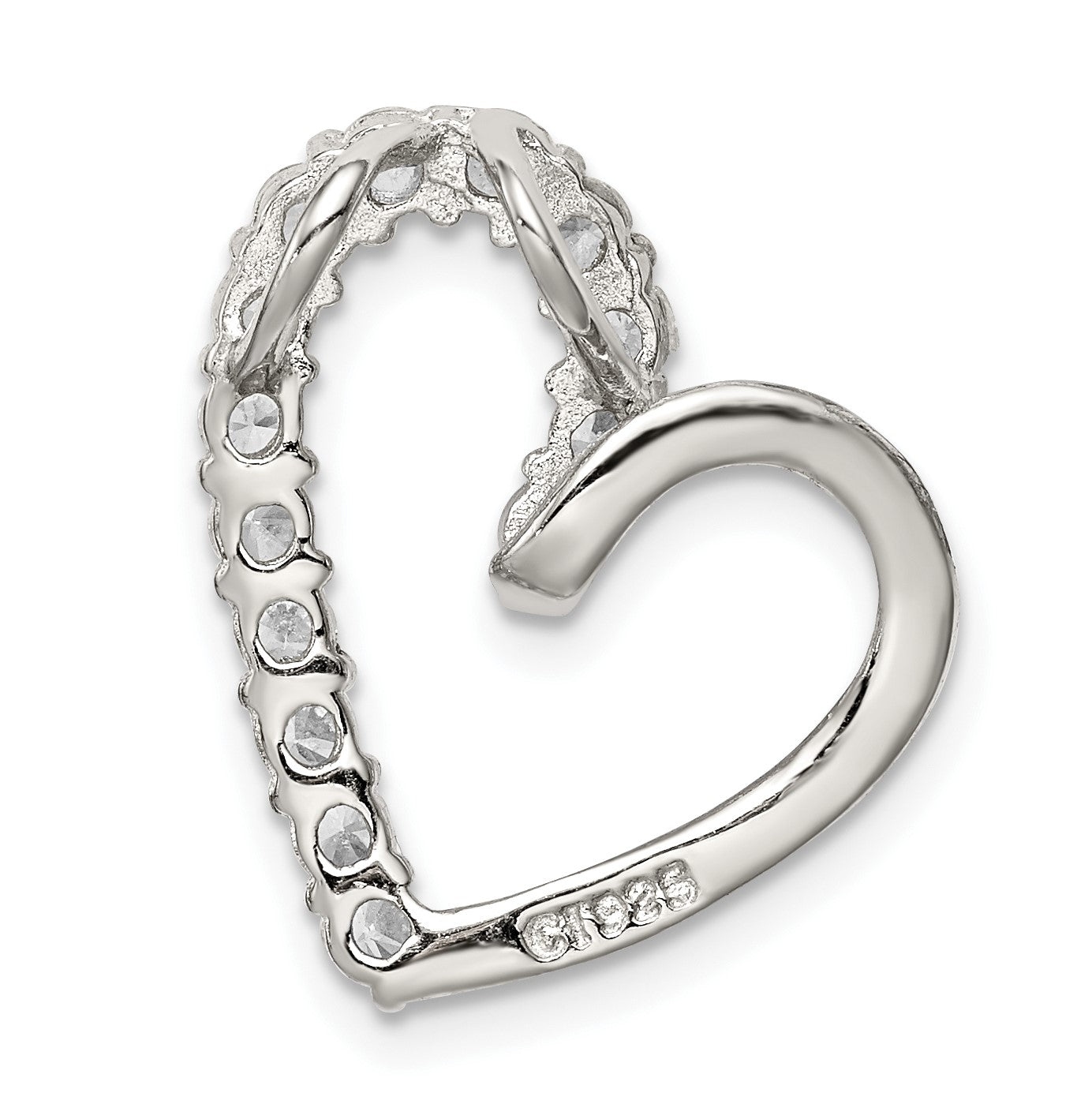 Sterling Silver Rhodium-plated CZ Heart Pendant