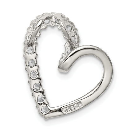 Sterling Silver Rhodium-plated CZ Heart Pendant