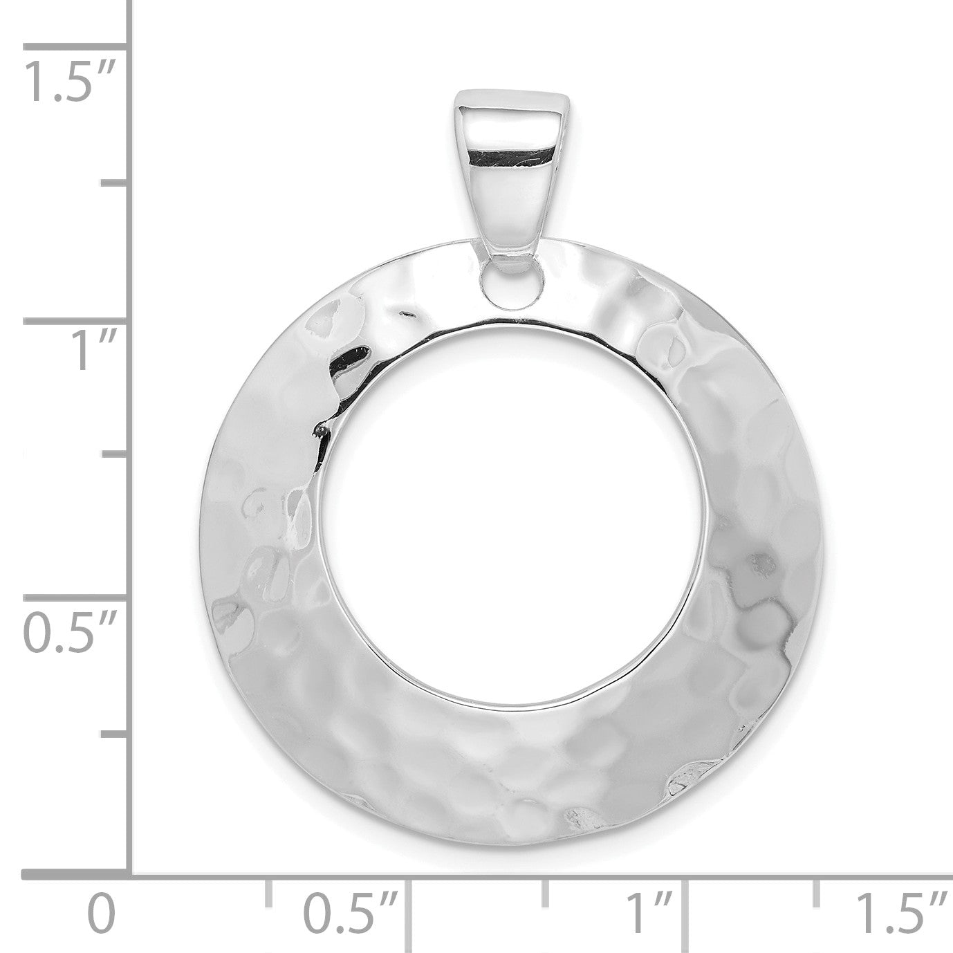Sterling Silver Rhodium-plated Hammered Circle Pendant