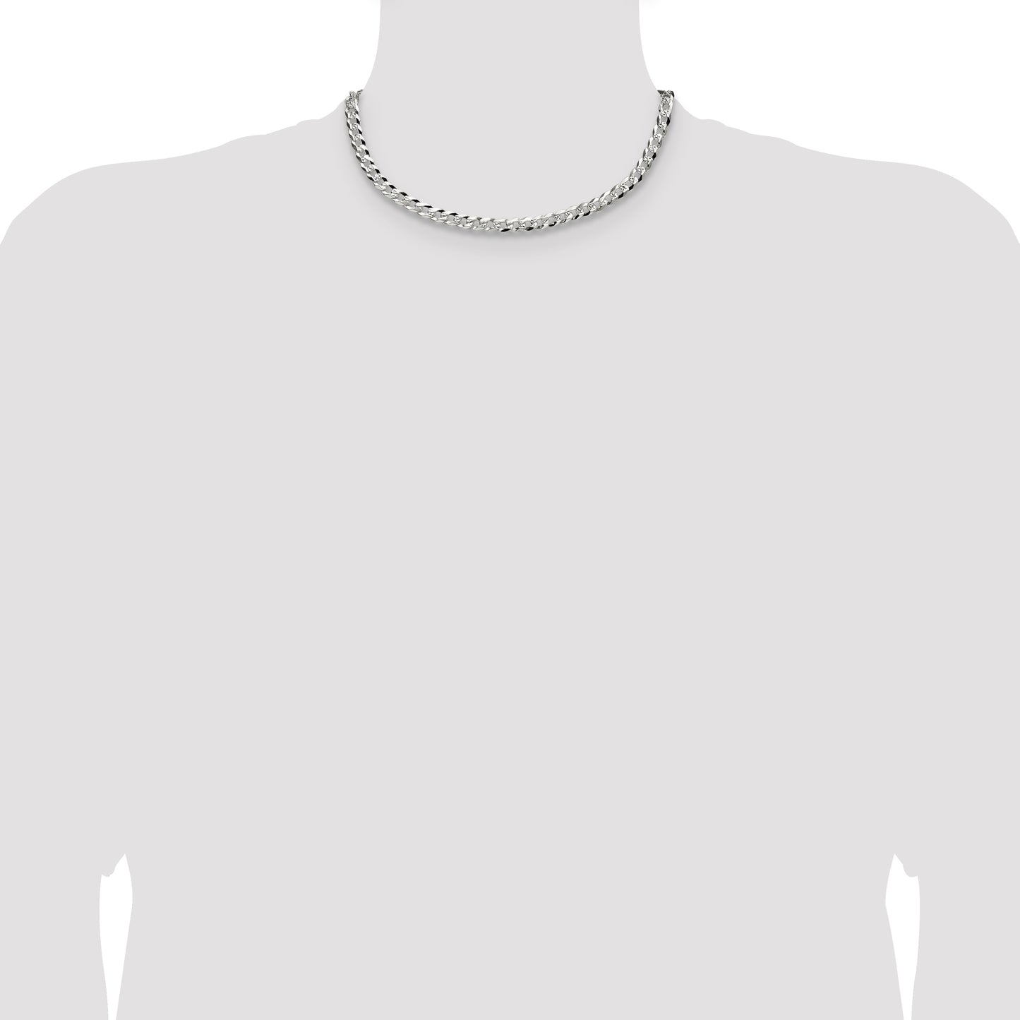 Sterling Silver 5.9mm Flat D/C Pave Curb Chain