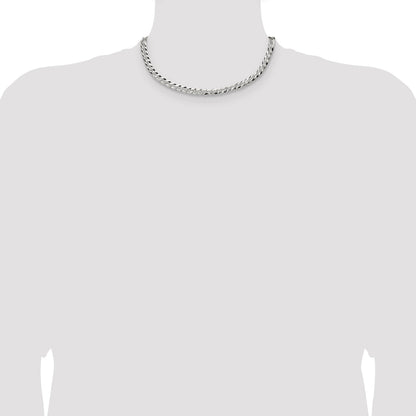 Sterling Silver 5.9mm Flat D/C Pave Curb Chain