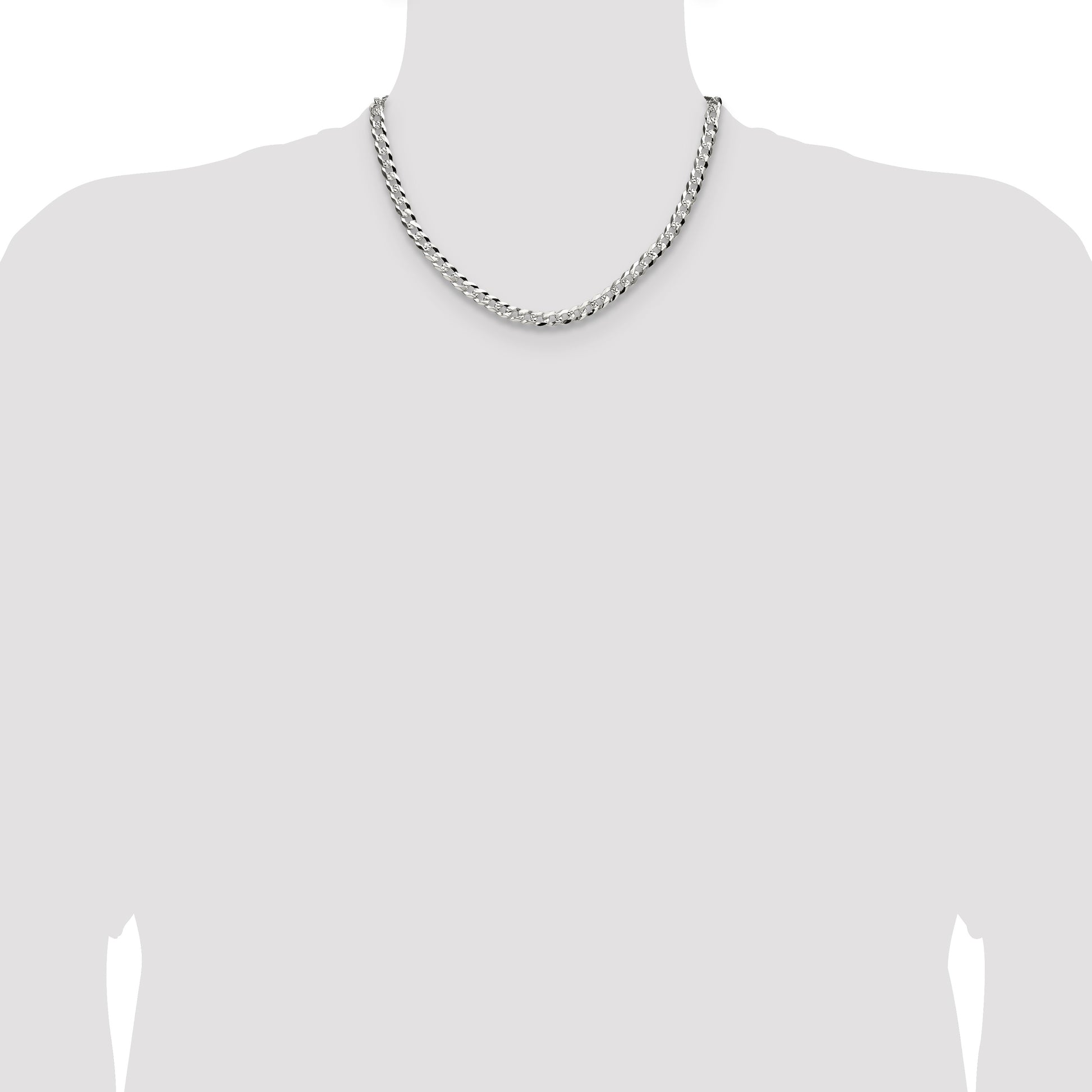 Sterling Silver 5.9mm Flat D/C Pave Curb Chain